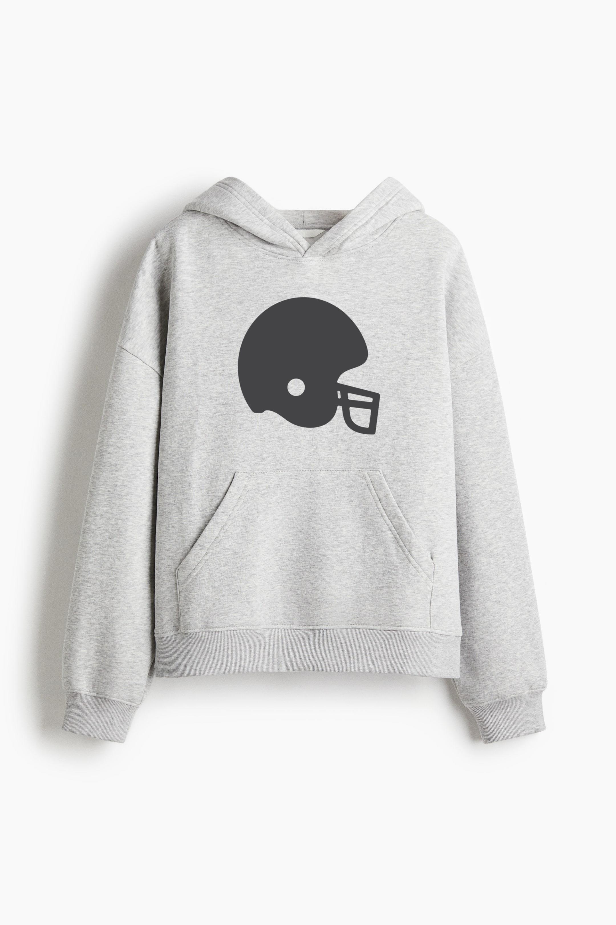 American Football Helm Flat Icon Oversized Fit Printed Hoodie
