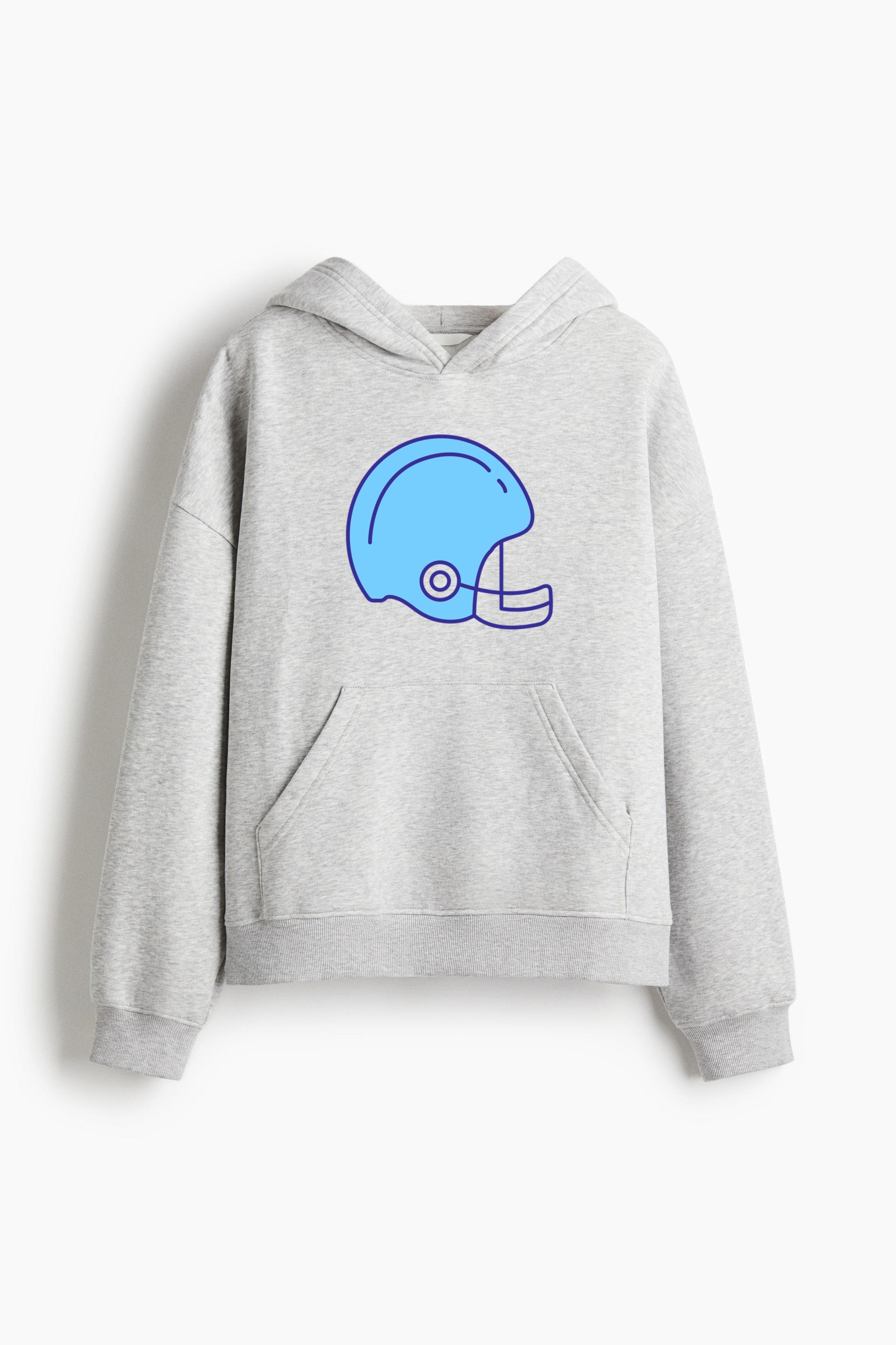 American Football Helmet Element Oversized Fit Printed Hoodie