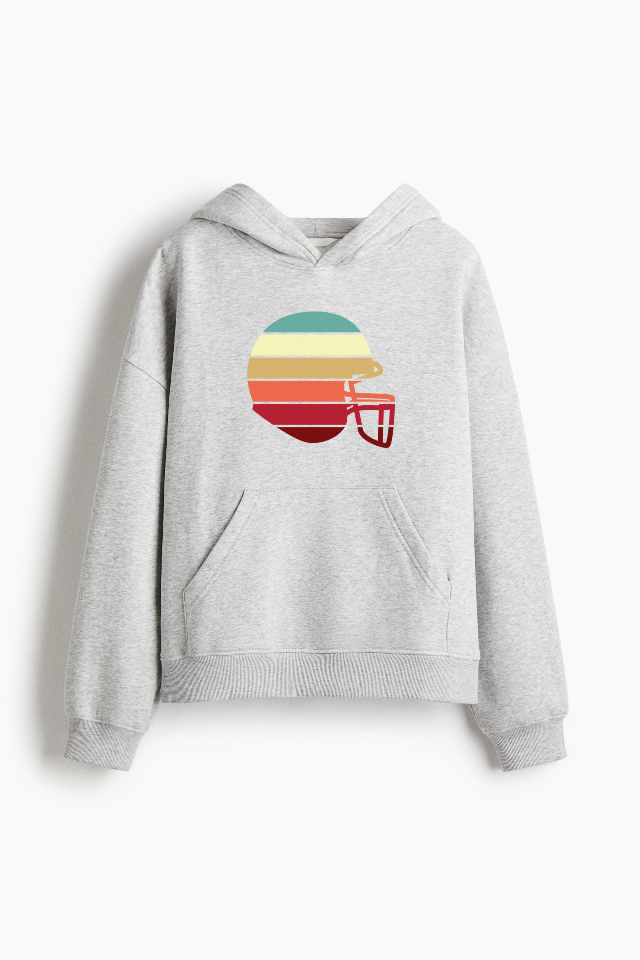 American Football Helmet Sunset Oversized Fit Printed Hoodie