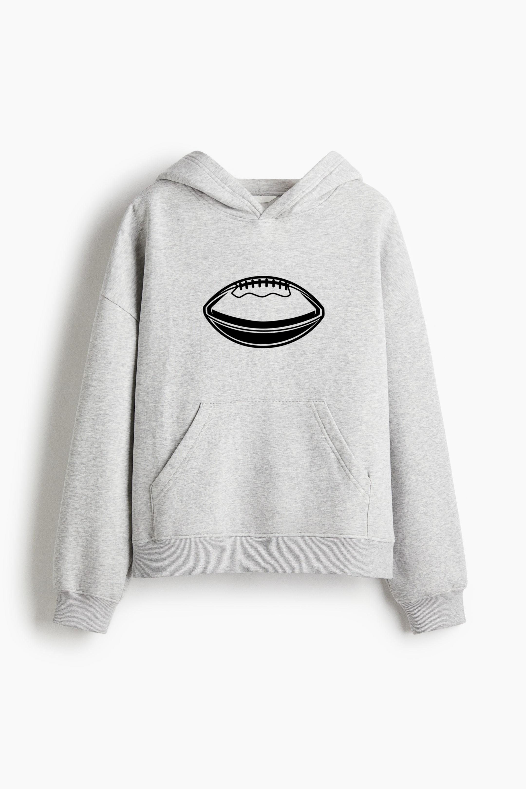 American Football Horizontal High Contrast Oversized Fit Printed Hoodie