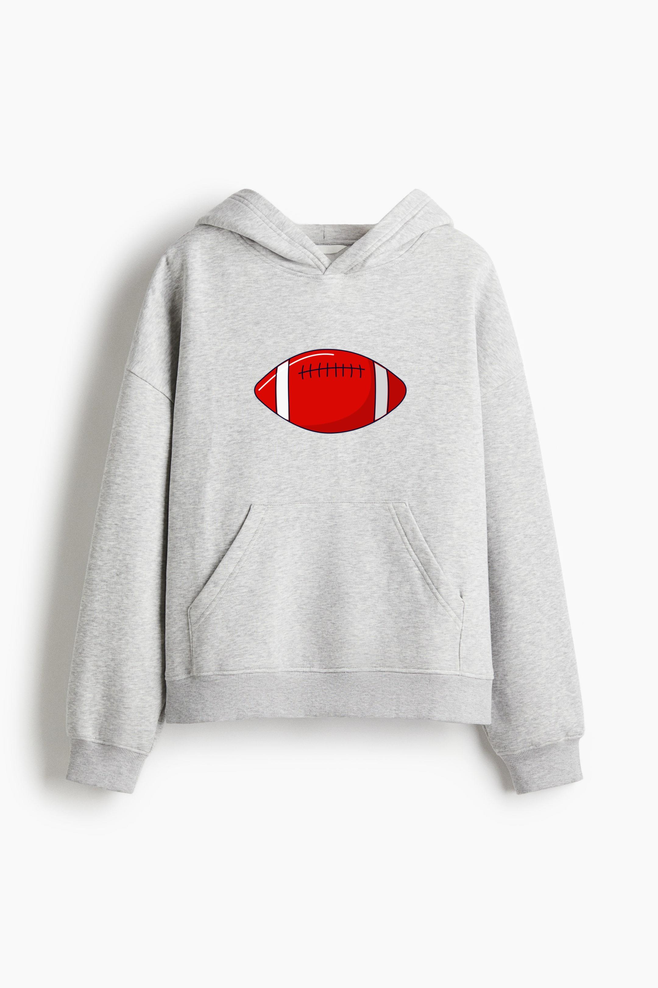 American Football Illustration Oversized Fit Printed Hoodie