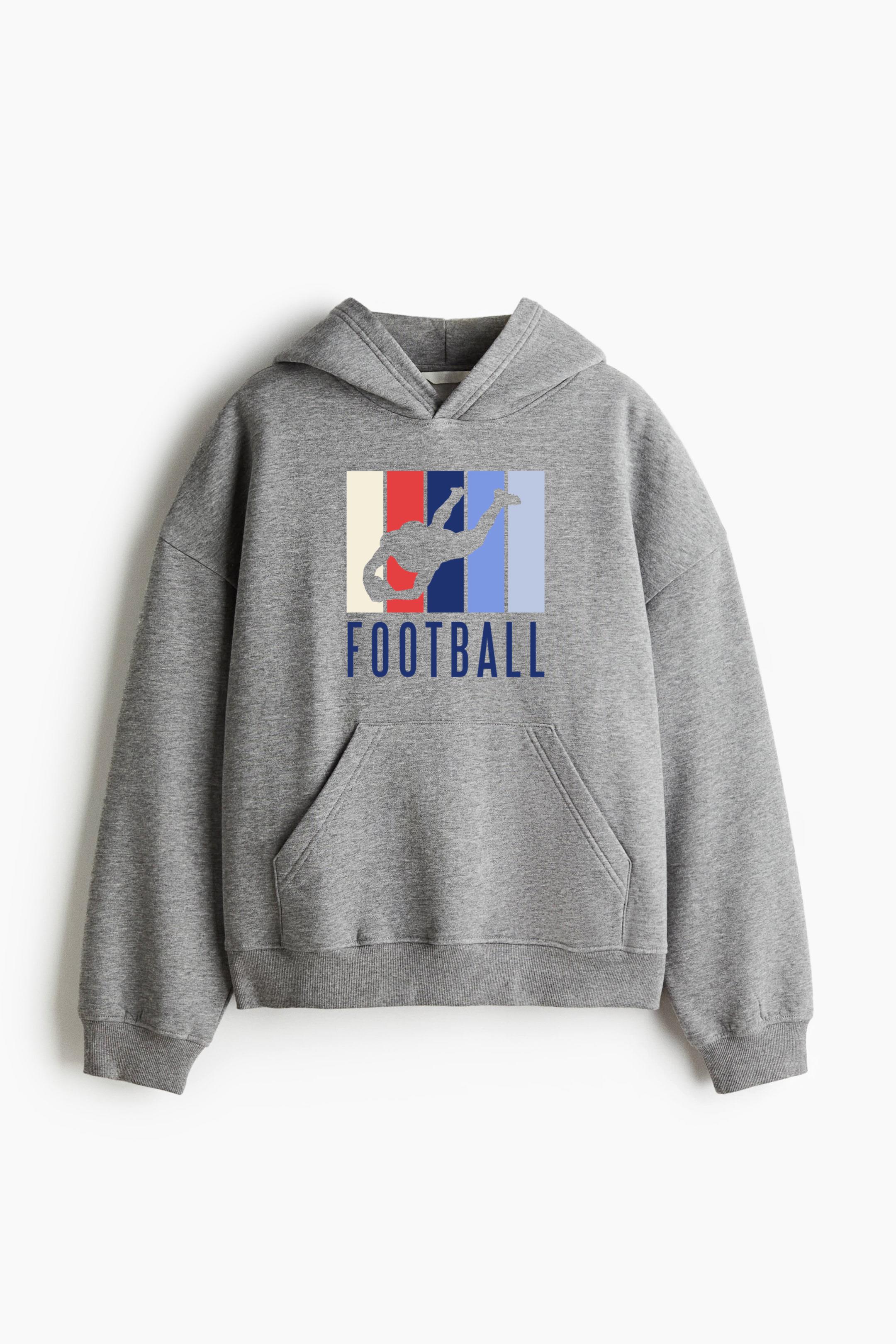 American Football Player Badge Oversized Fit Printed Hoodie