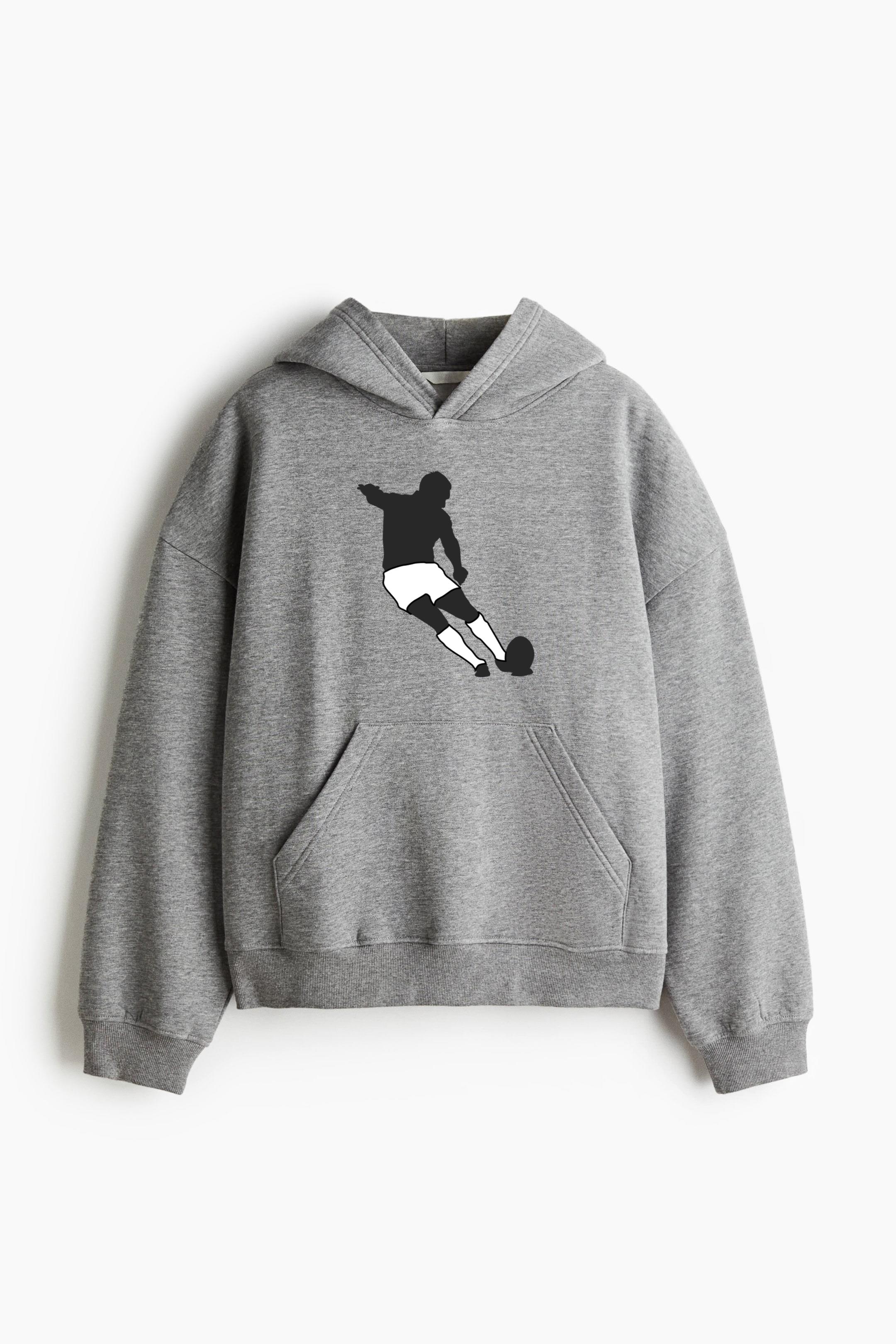 American Football Player Hitting  Oversized Fit Printed Hoodie