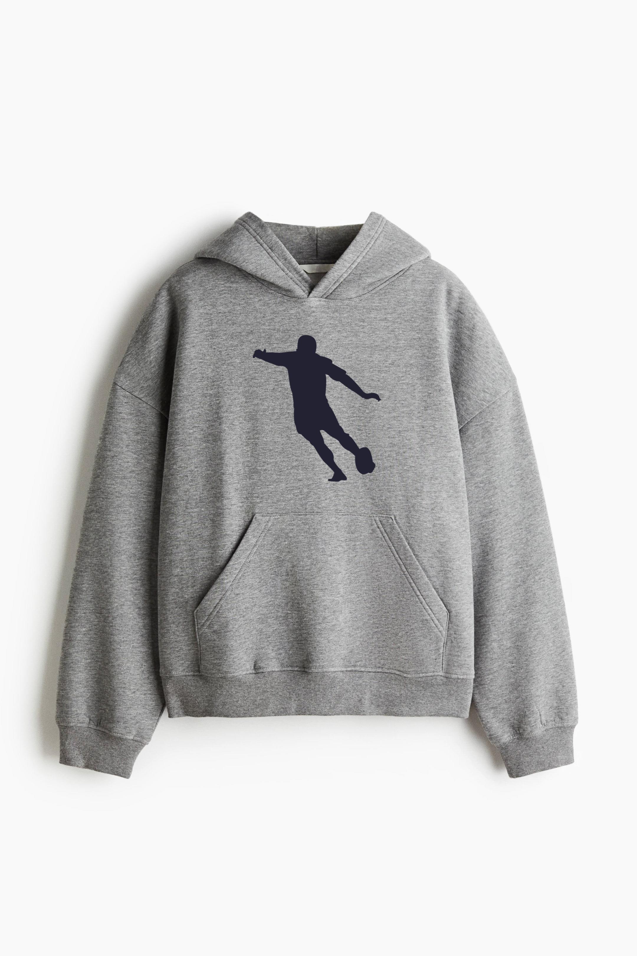 American Football Player Silhouette Oversized Fit Printed Hoodie