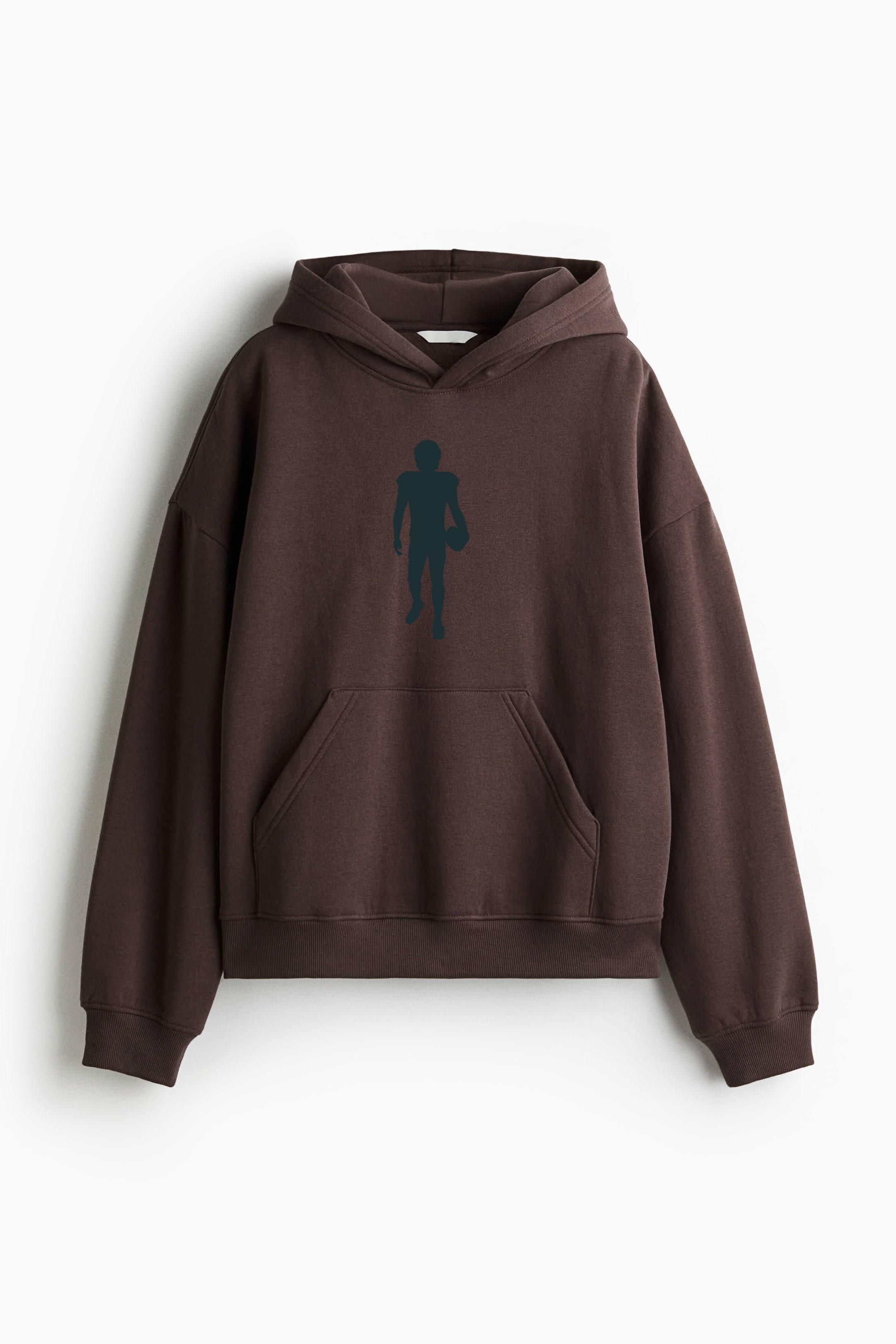 American Football Player Walking Silhouette Oversized Fit Printed Hoodie - Image 4