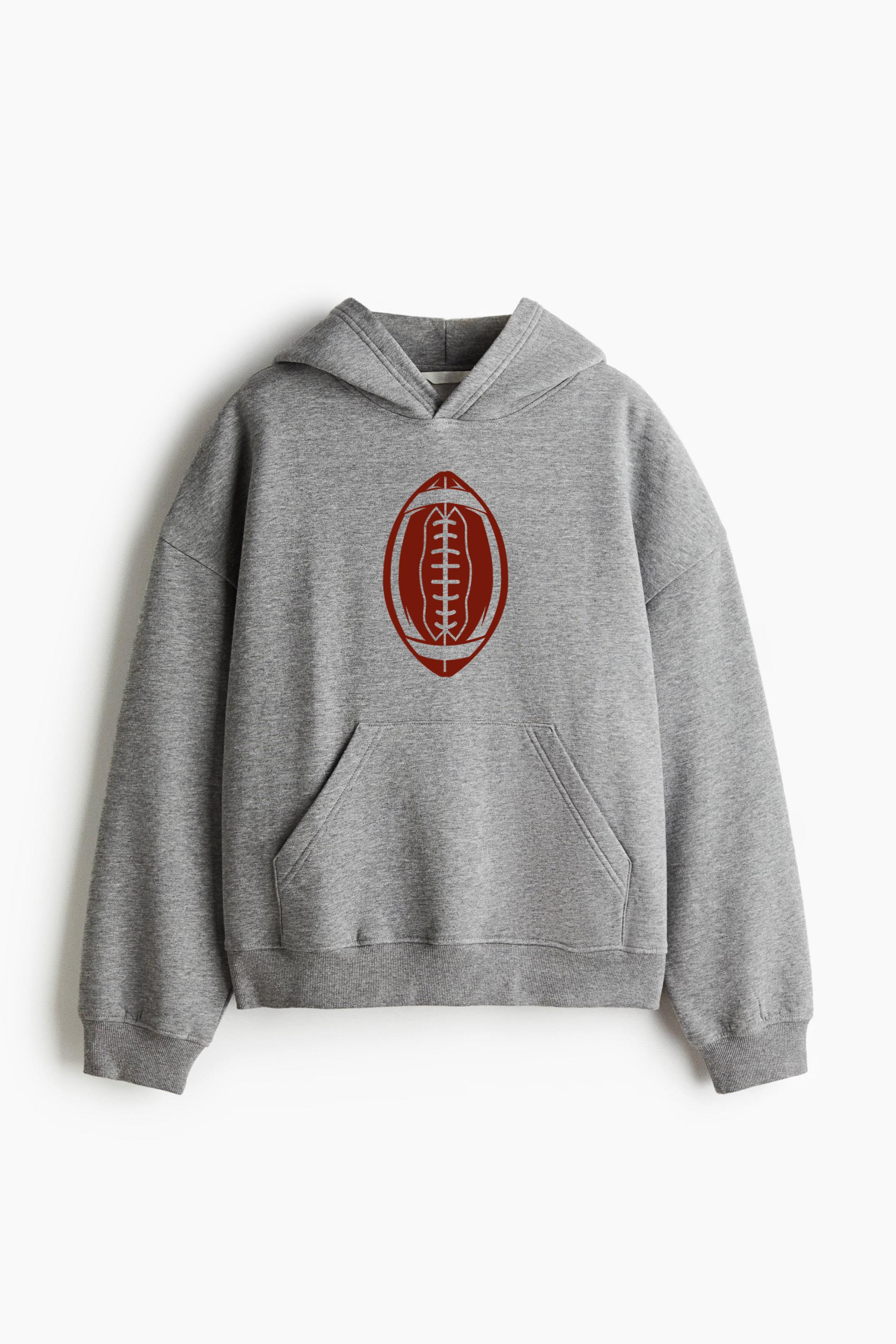 American Football Standing Cut Out Oversized Fit Printed Hoodie