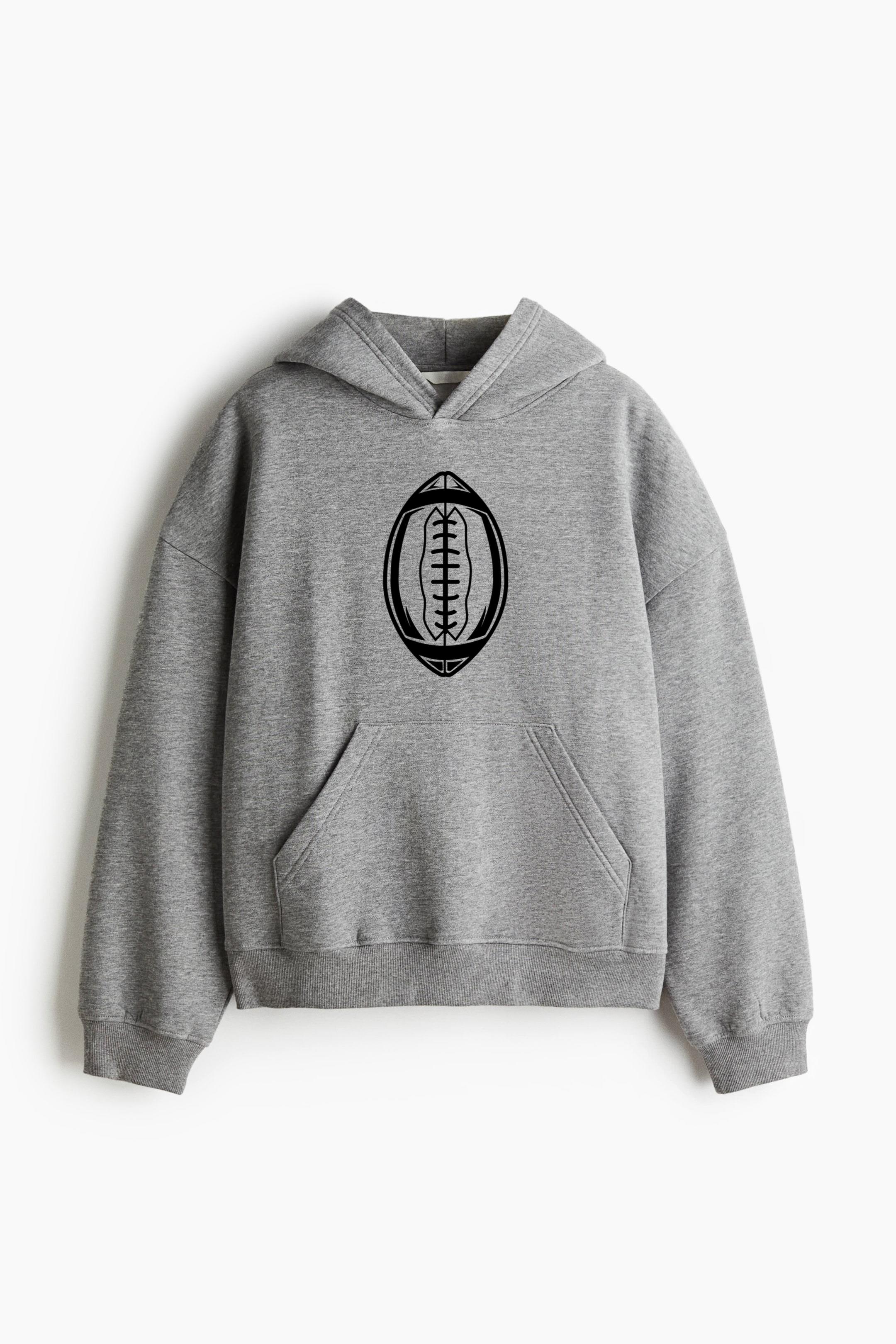 American Football Standing High Contrast Oversized Fit Printed Hoodie