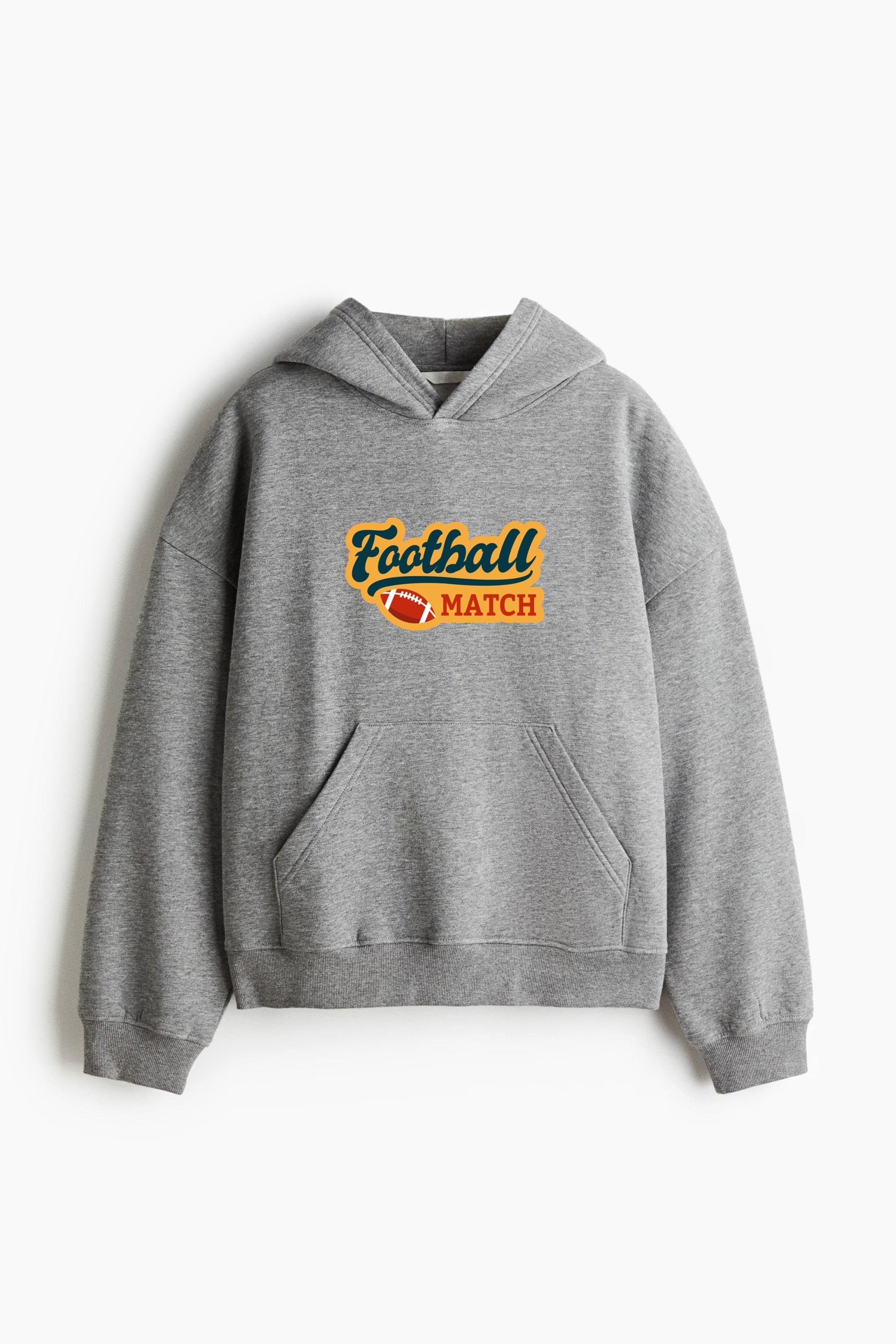 American Football Sticker Oversized Fit Printed Hoodie