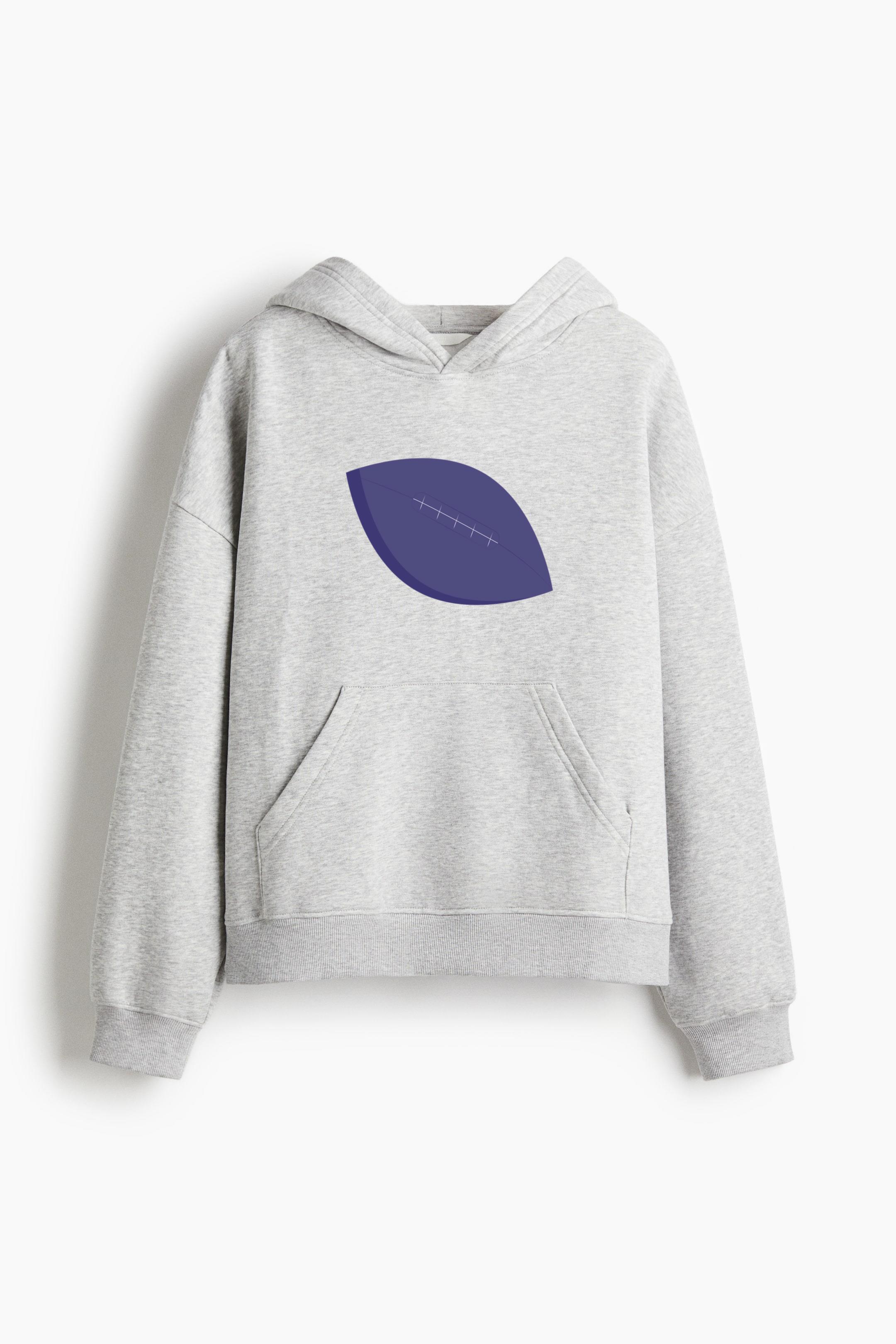 Big Football Ball Flat Oversized Fit Printed Hoodie