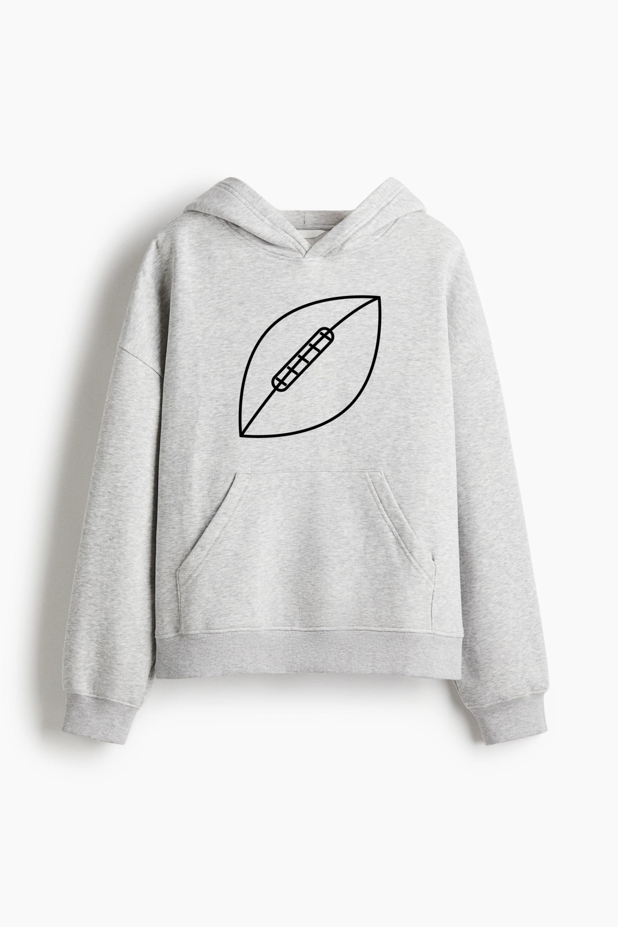 Big Football Ball Stroke Oversized Fit Printed Hoodie