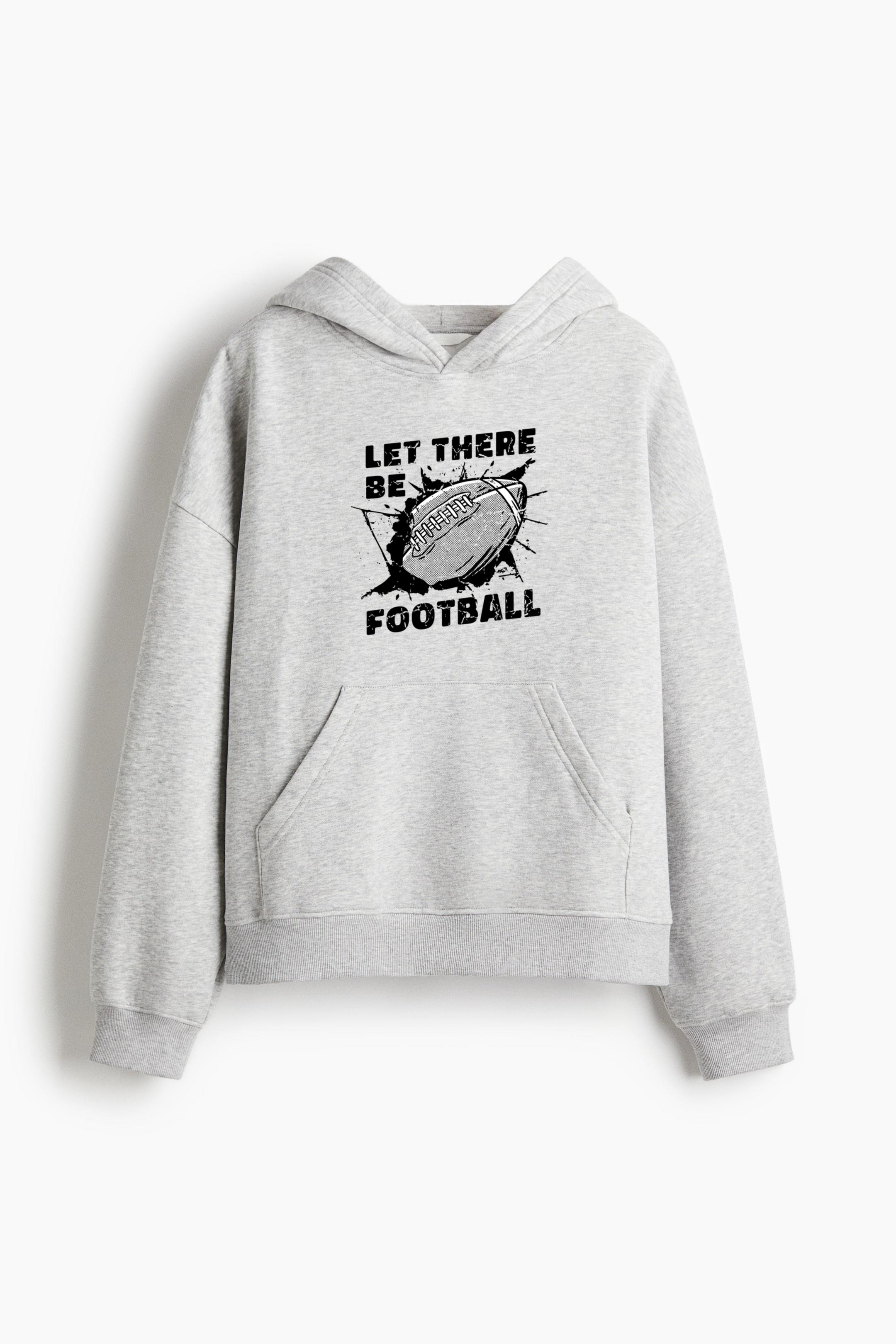 Black And White Image Of A Football Ball Oversized Fit Printed Hoodie
