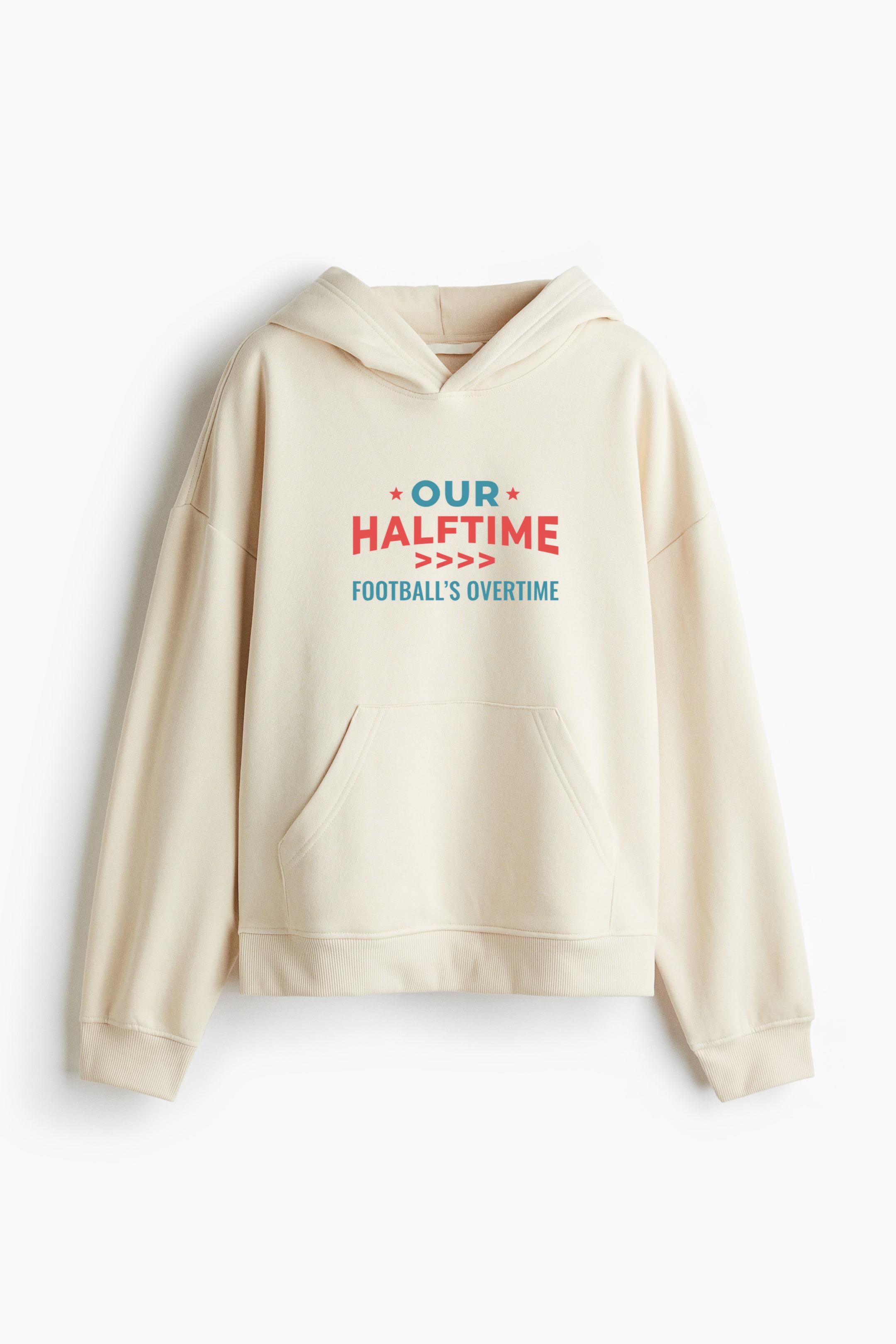 Bold Football Halftime Graphic Designs Oversized Fit Printed Hoodie - Image 4