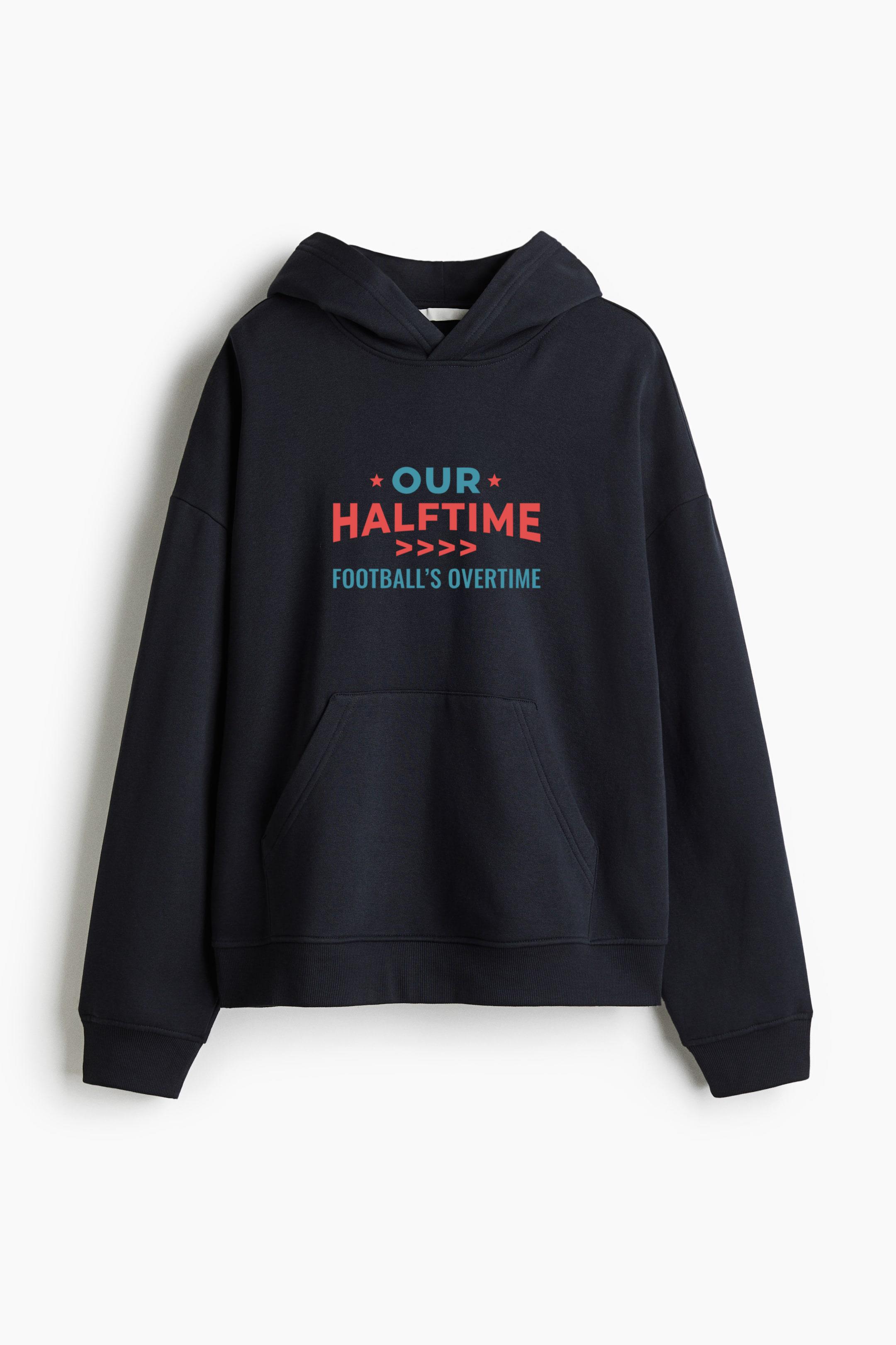 Bold Football Halftime Graphic Designs Oversized Fit Printed Hoodie - Image 3