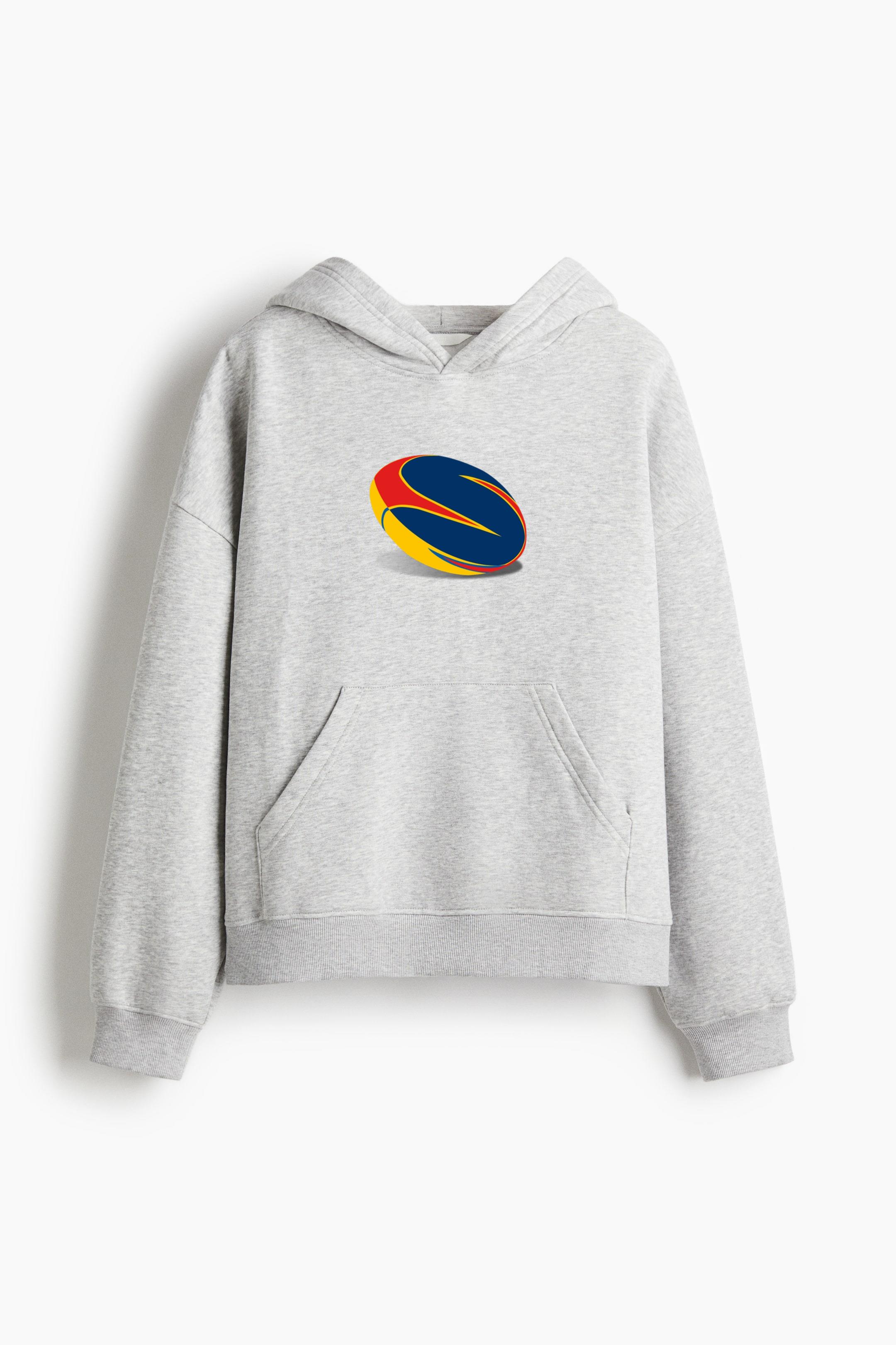 Colorful Paints Rugby Ball Oversized Fit Printed Hoodie