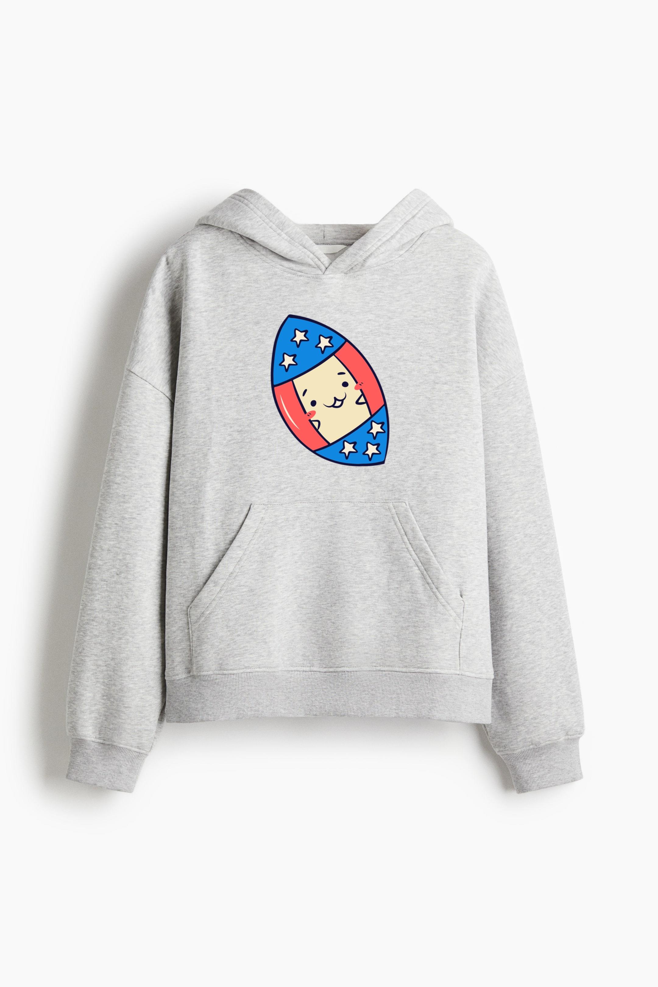Cute American Football Oversized Fit Printed Hoodie
