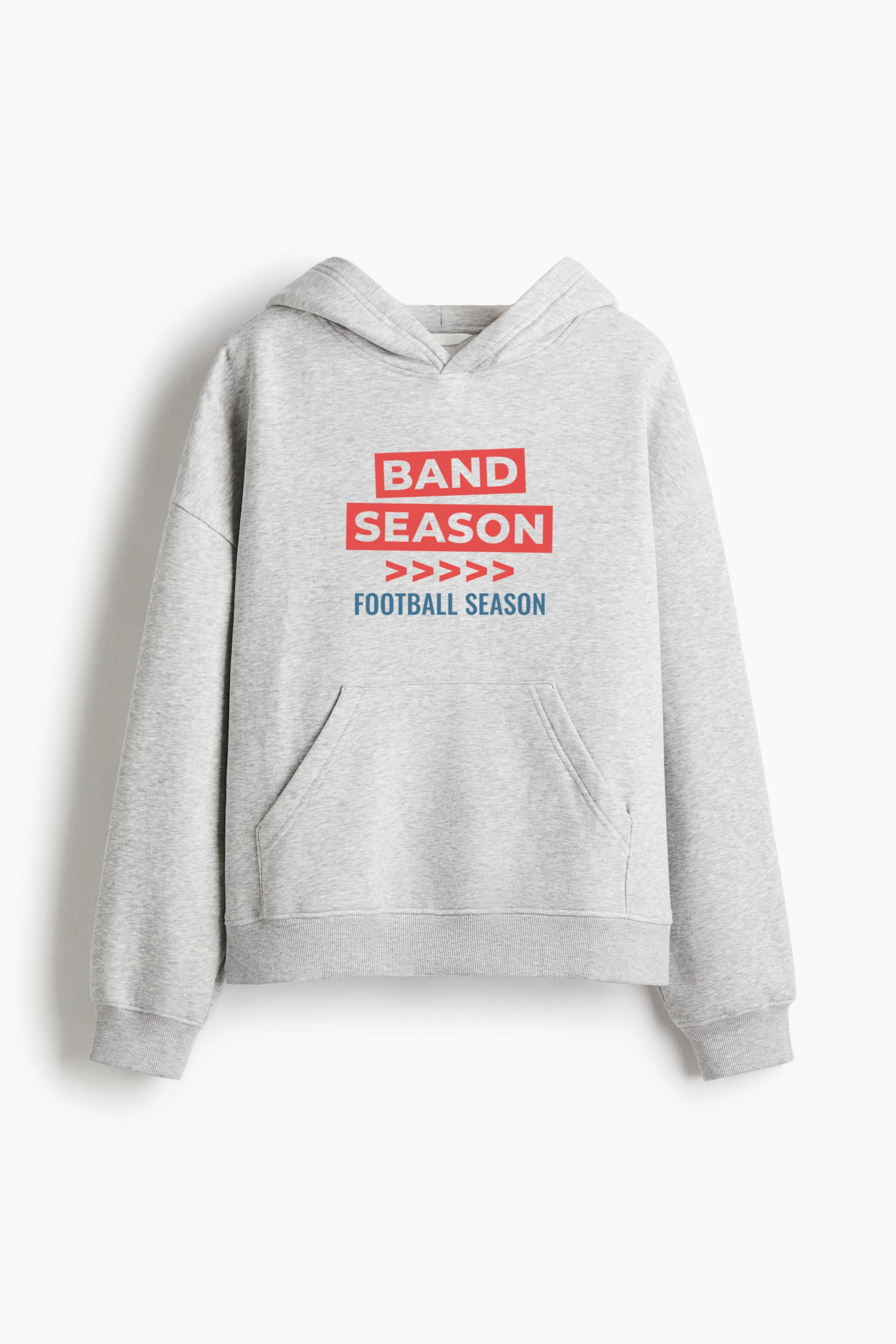 Dynamic Season Transition Graphic For Band And Football Oversized Fit Printed Hoodie