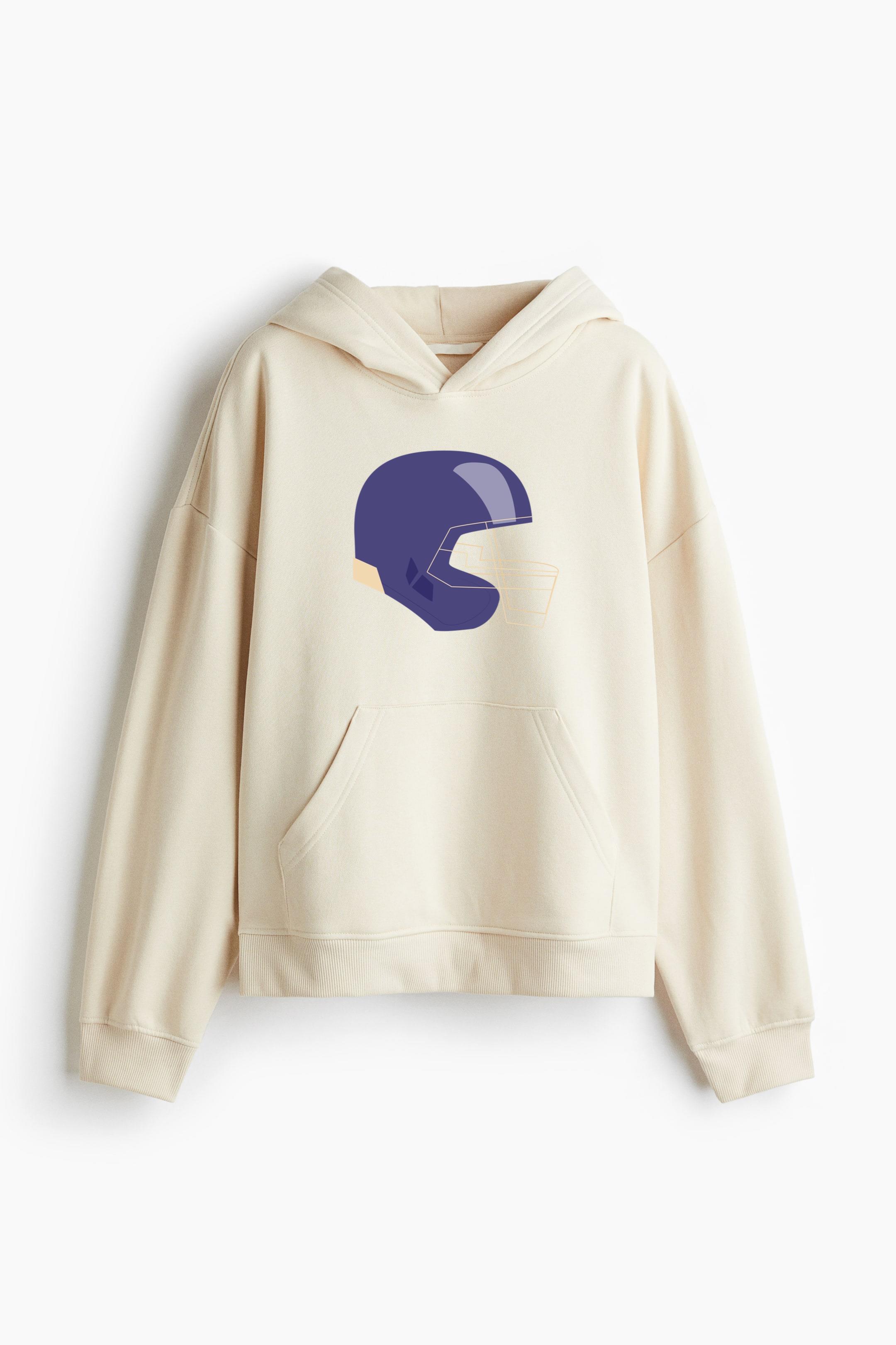 Flat Helmet Football Oversized Fit Printed Hoodie - Image 4