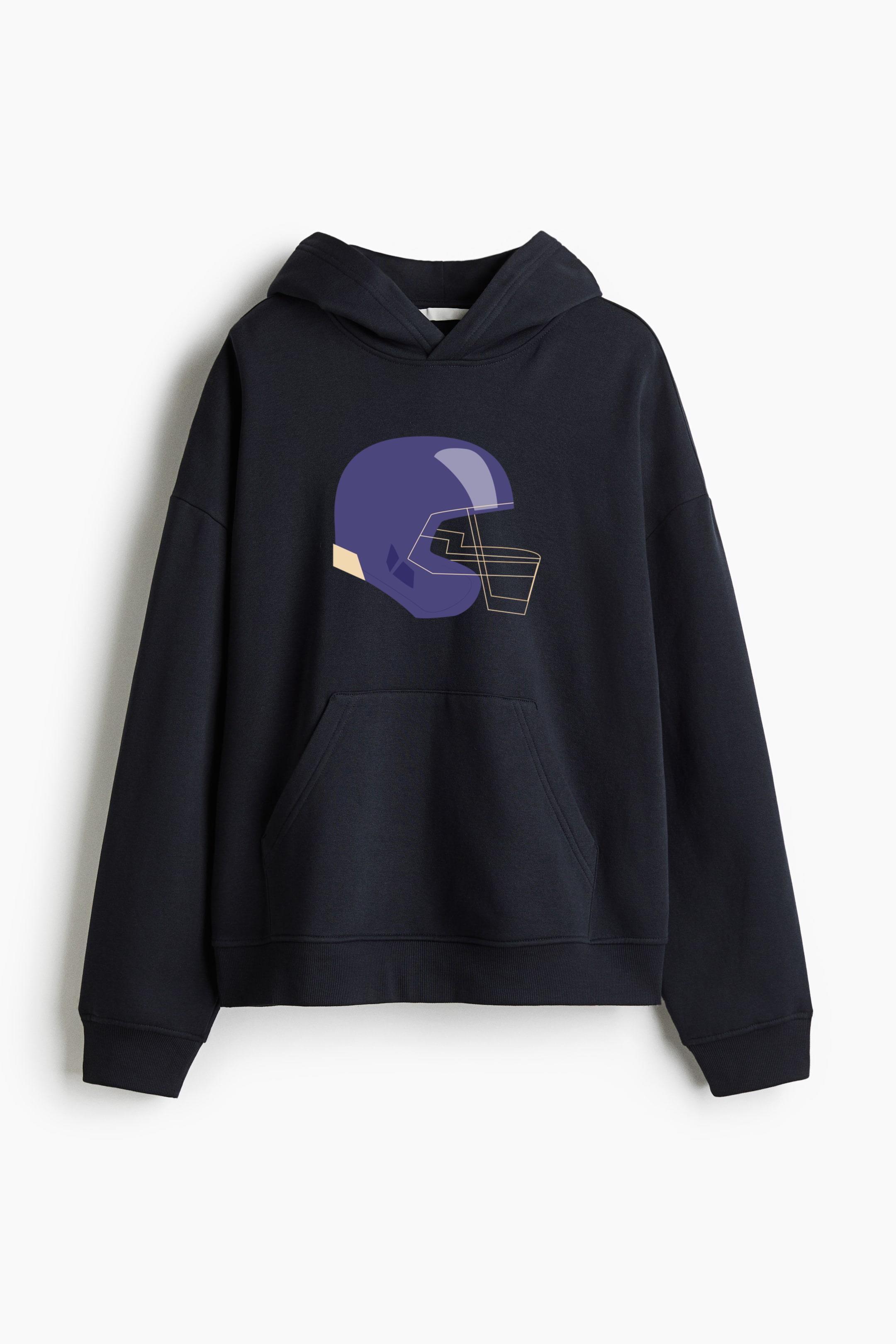 Flat Helmet Football Oversized Fit Printed Hoodie - Image 3