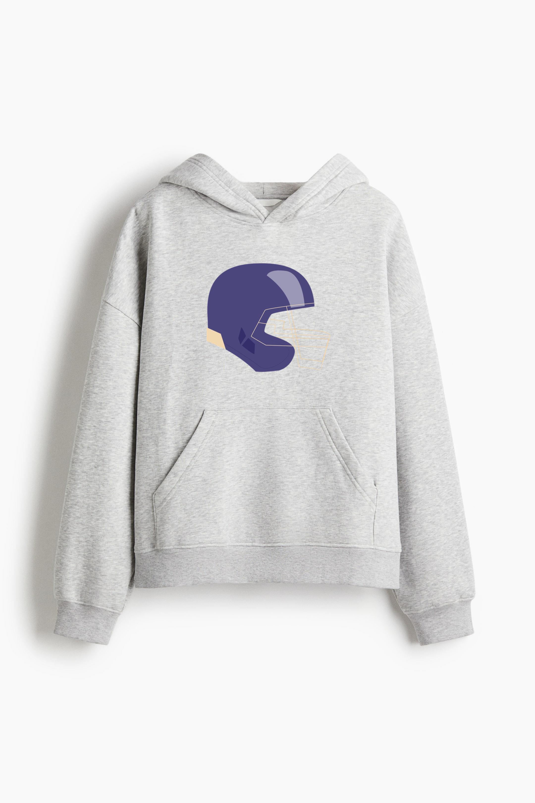 Flat Helmet Football Oversized Fit Printed Hoodie