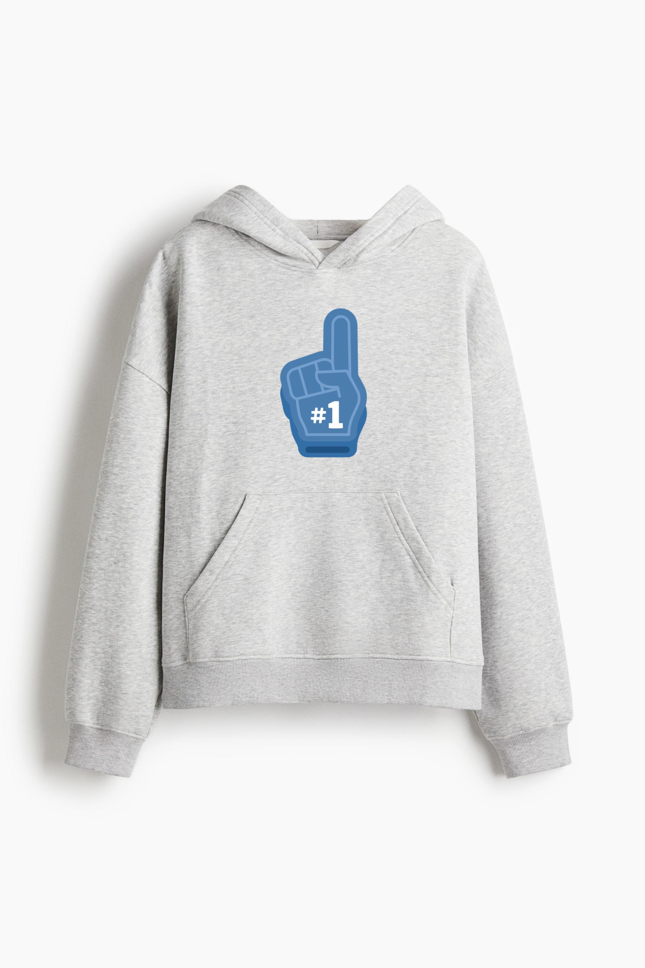Foam Finger Icon Oversized Fit Printed Hoodie