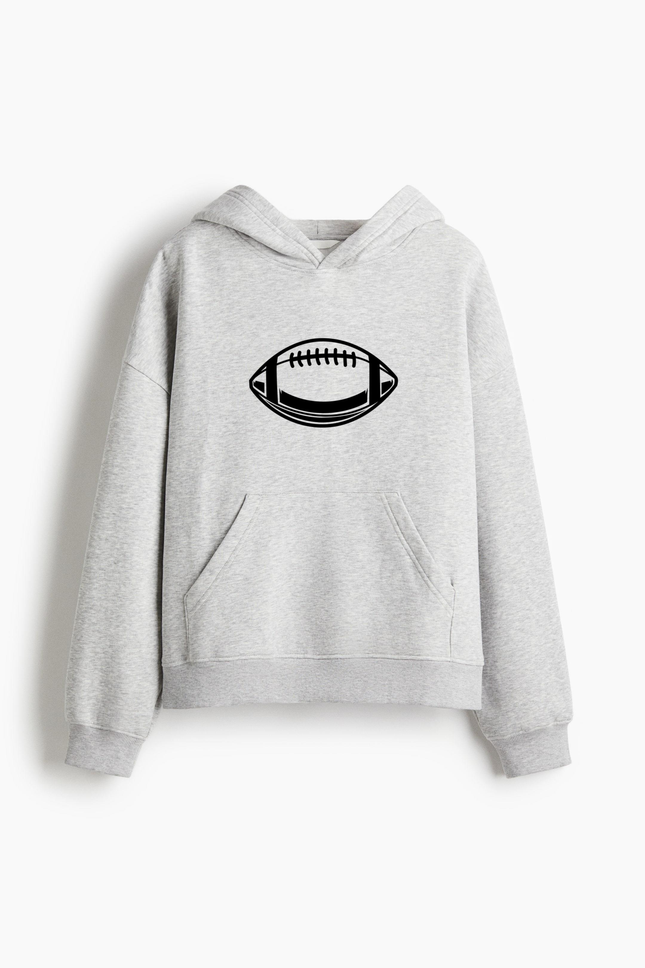 Football Ball Horizontal High Contrast Oversized Fit Printed Hoodie
