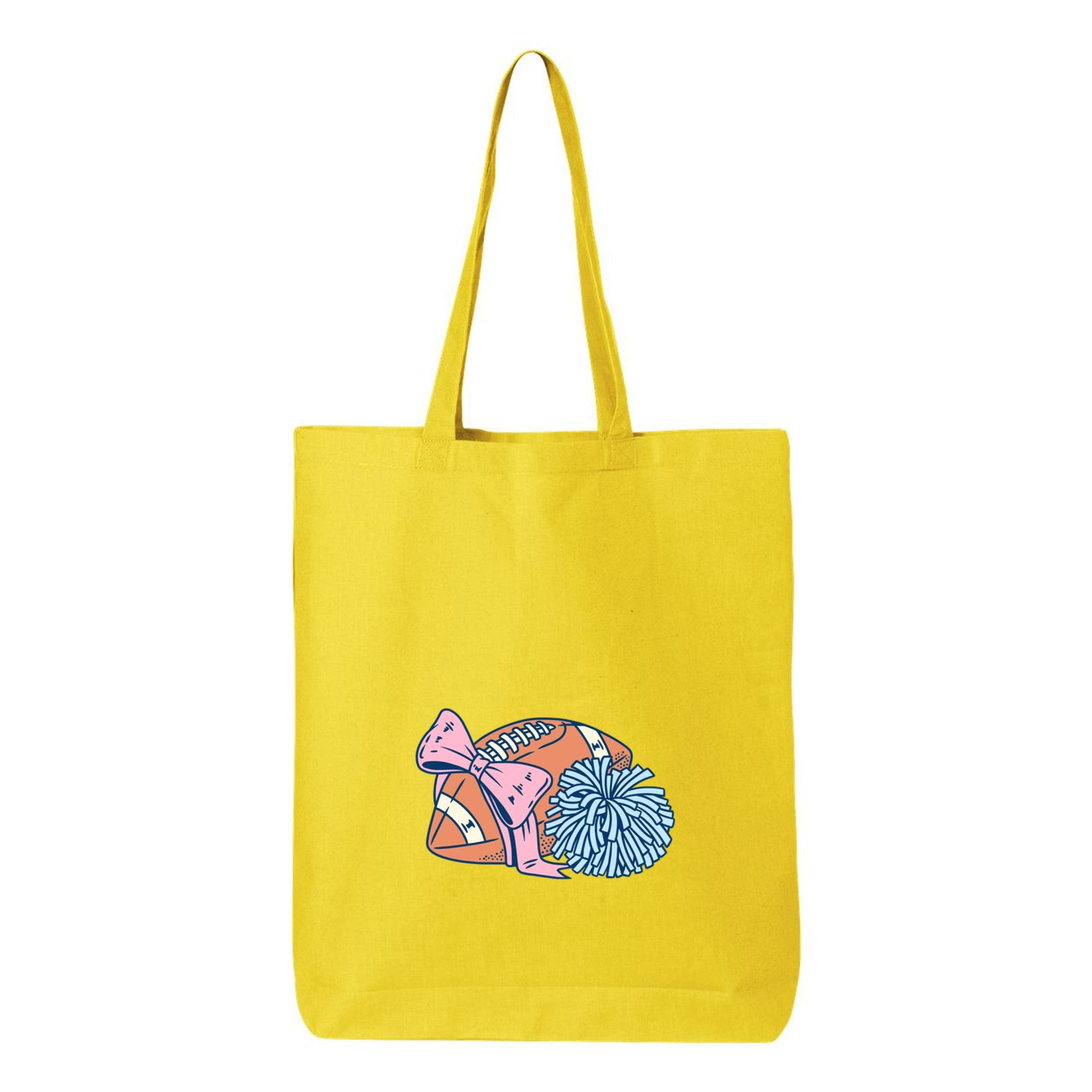 Football Design With Pink Bow Canvas Tote Bag 