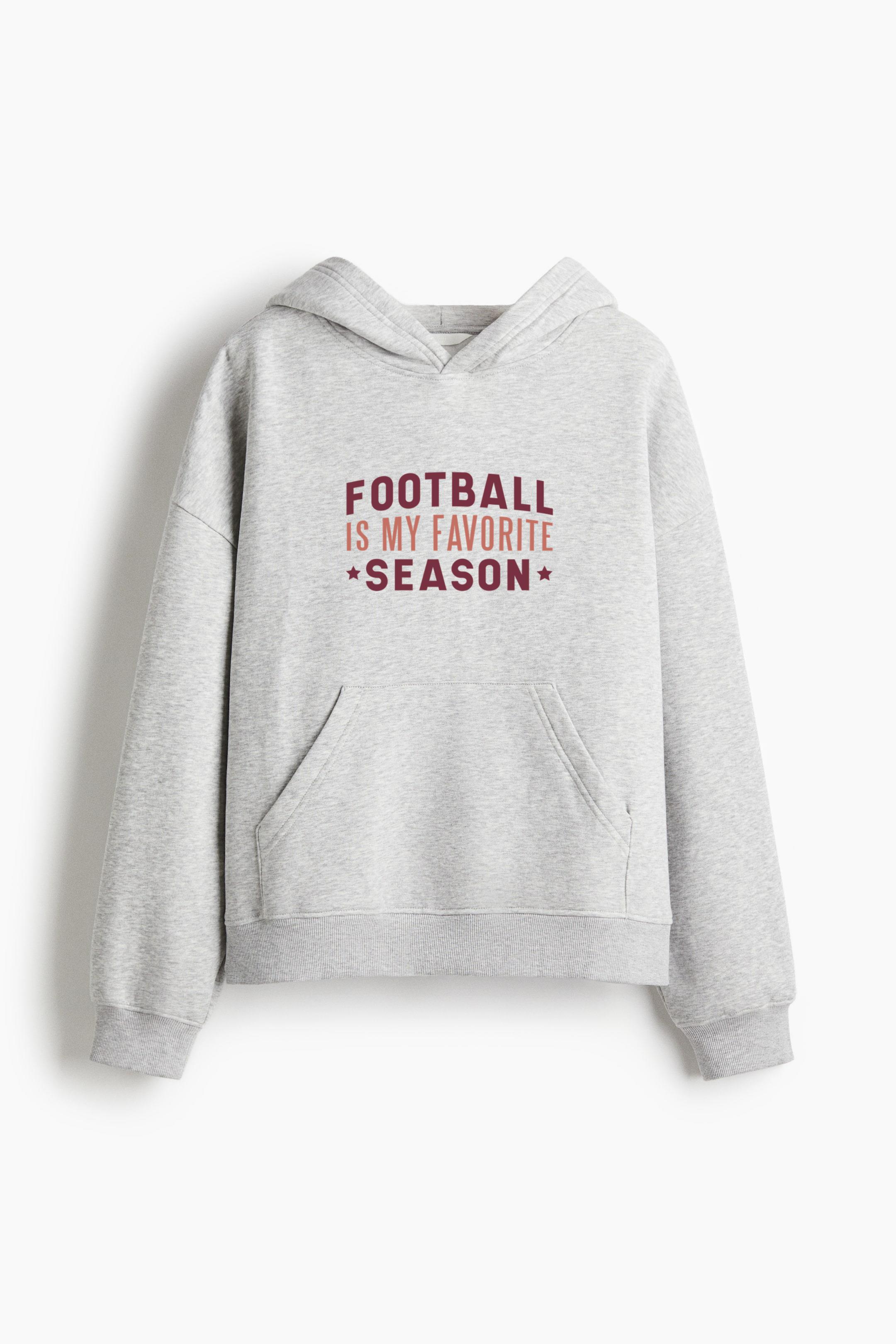 Football Favorite Season Lettering Oversized Fit Printed Hoodie