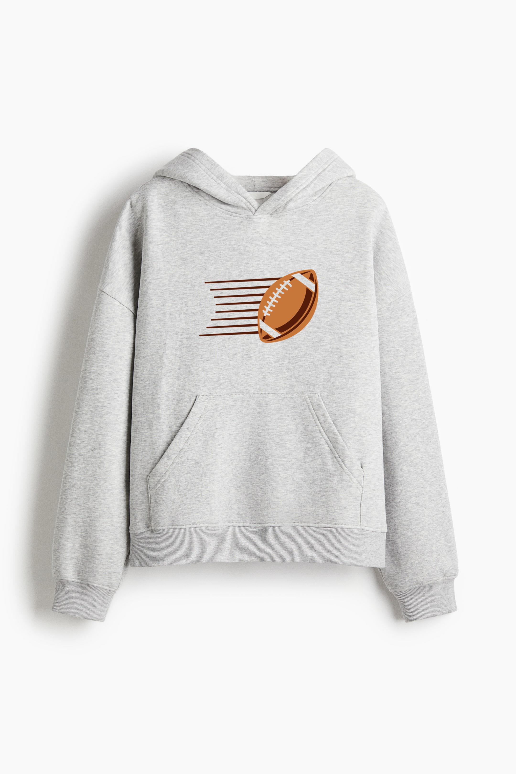 Football Flying In The Air Oversized Fit Printed Hoodie