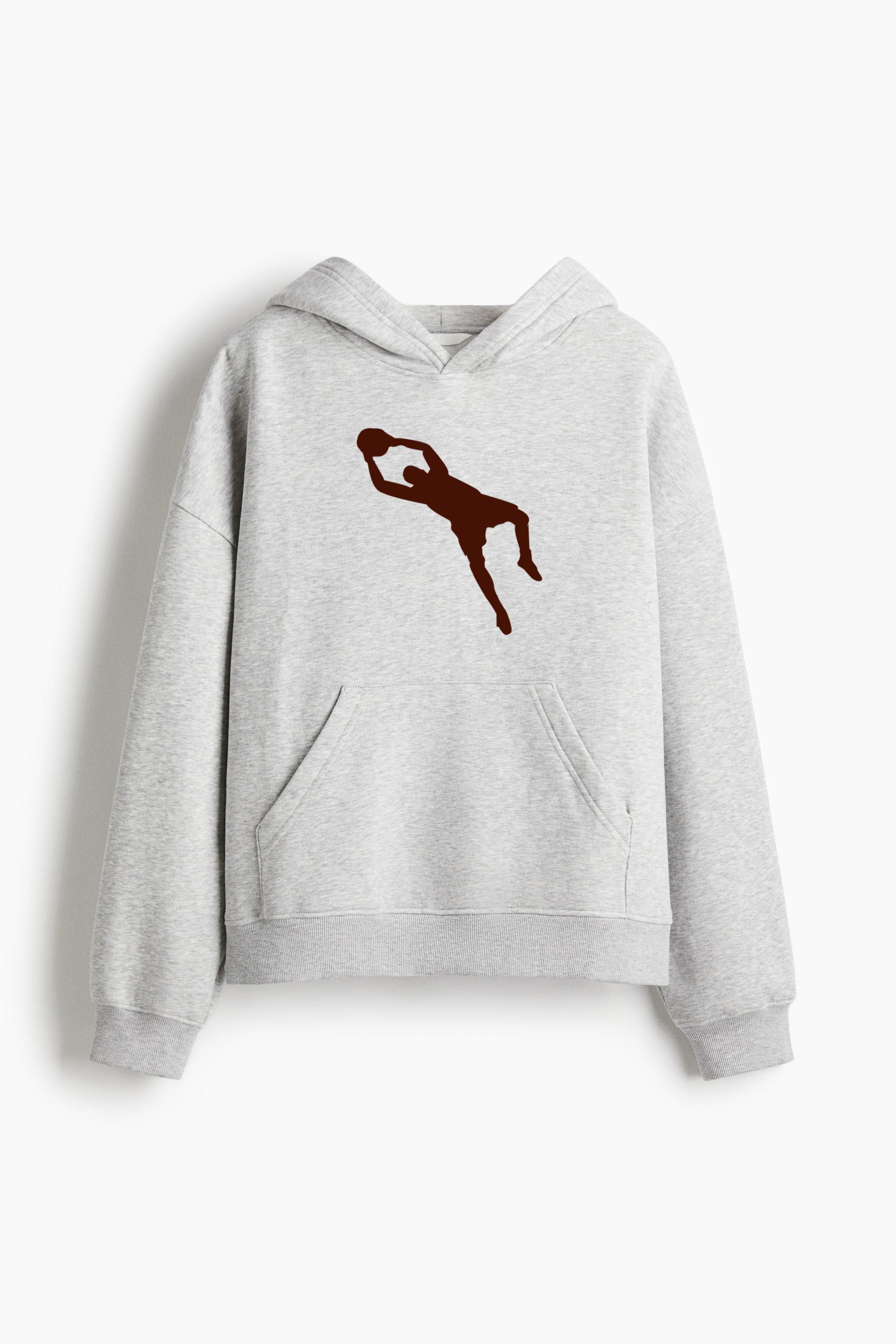 Football Goalkeeper Catching Jump Oversized Fit Printed Hoodie