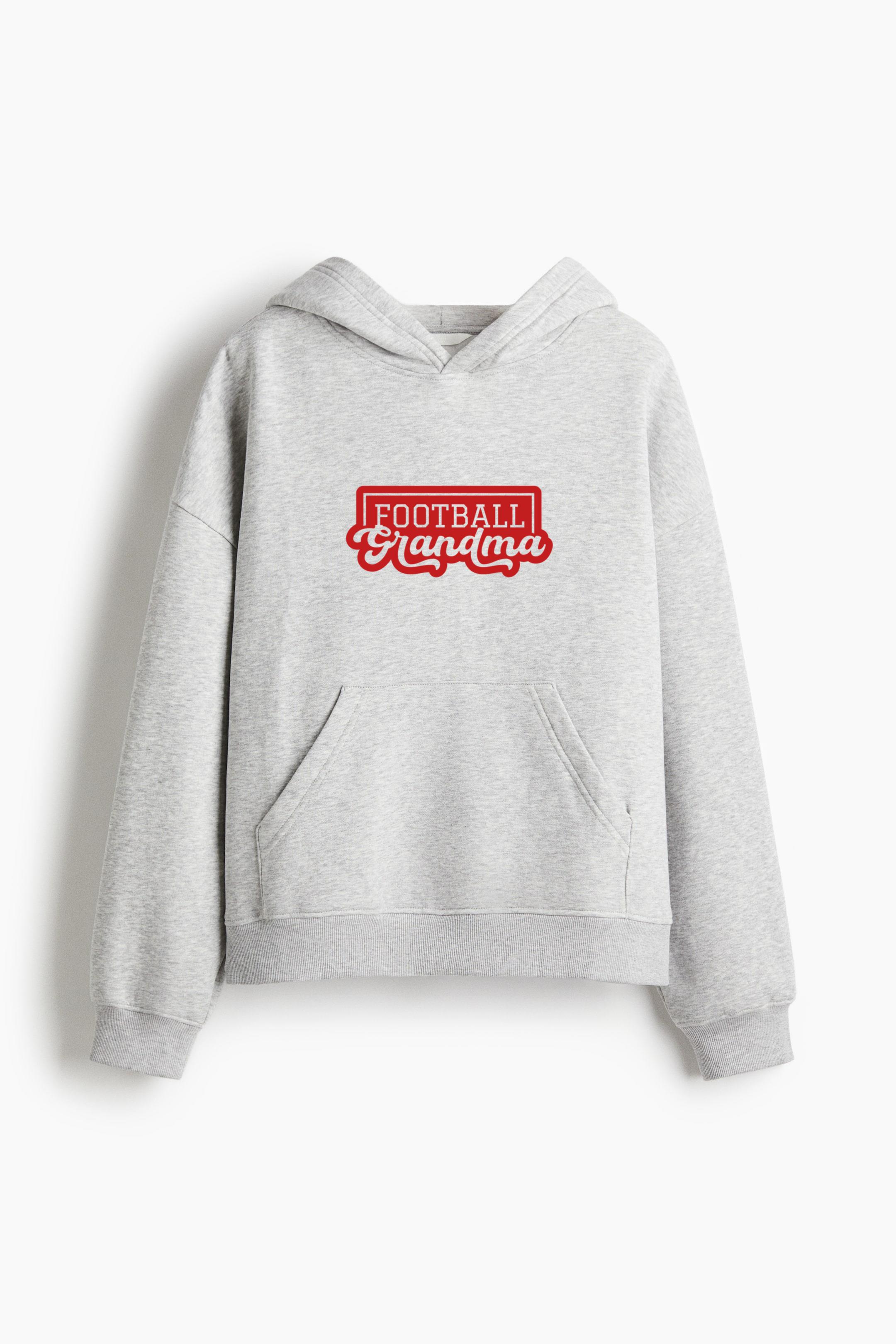 Football Grandma Design Retro Oversized Fit Printed Hoodie