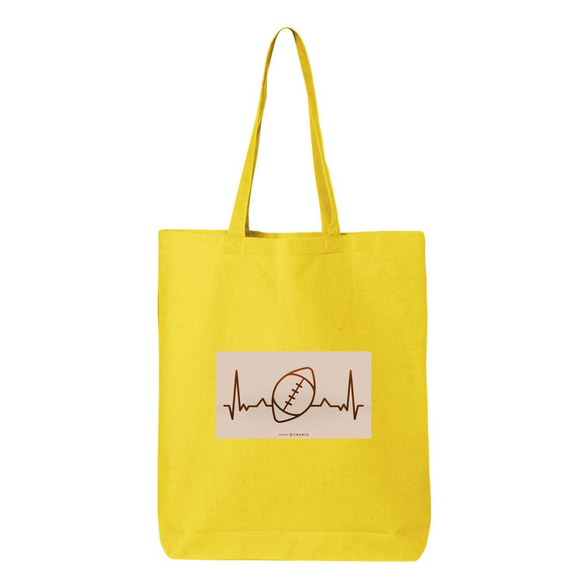 Football Heartbeat Illustration Canvas Tote Bag 