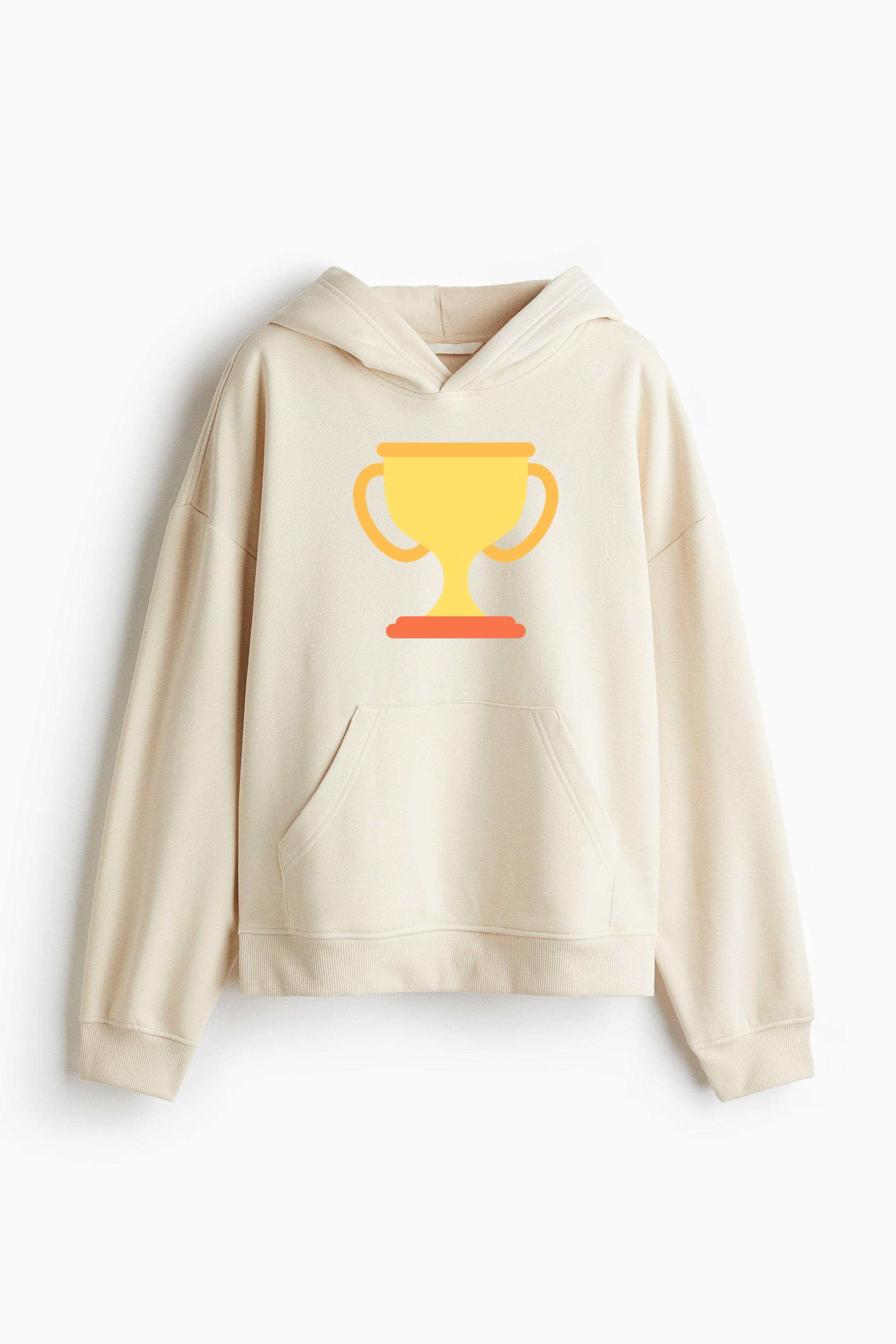 Sport Cup Icon Oversized Fit Printed Hoodie