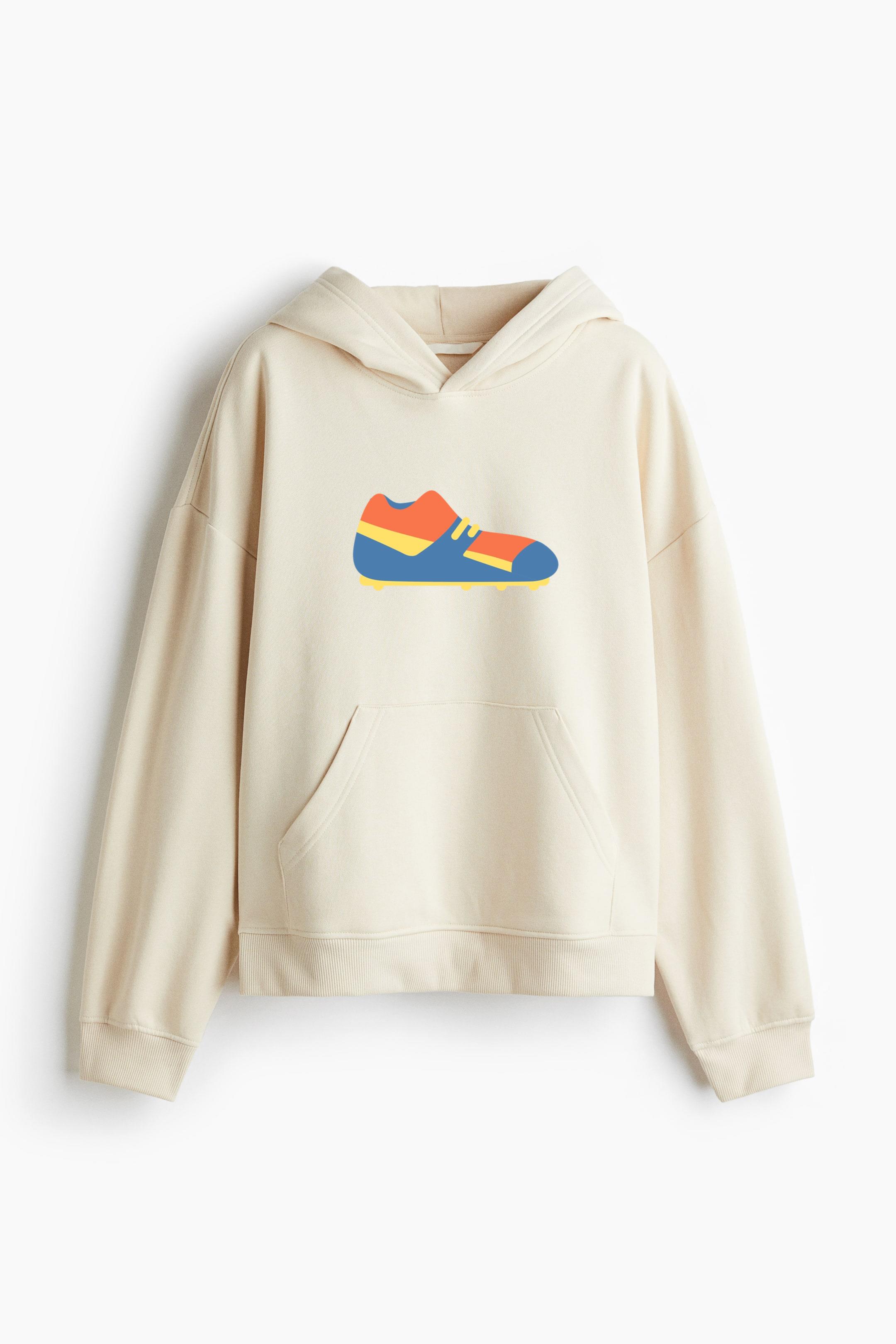 Sport Shoe Icon Oversized Fit Printed Hoodie