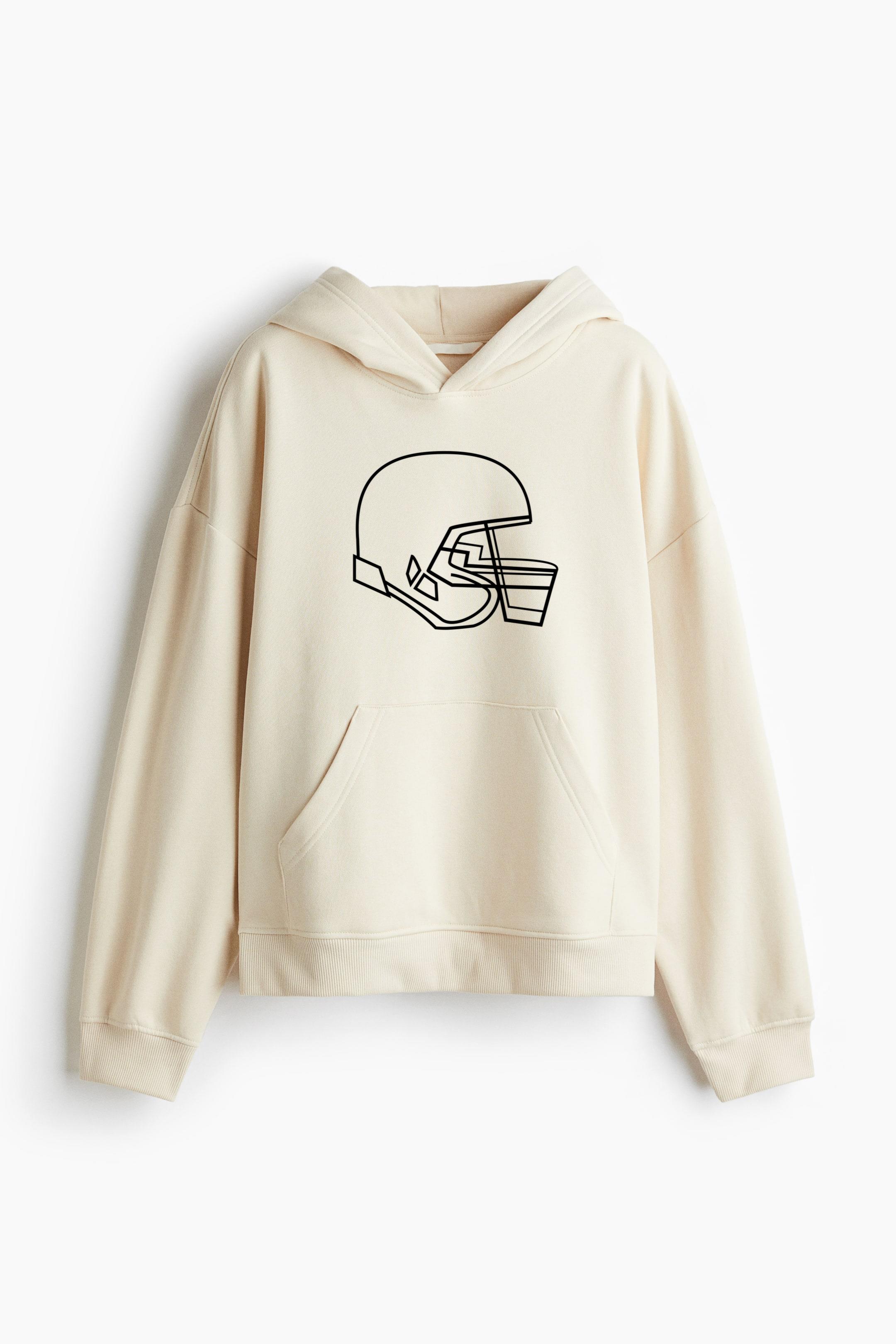 Stroke Football Helmet Oversized Fit Printed Hoodie