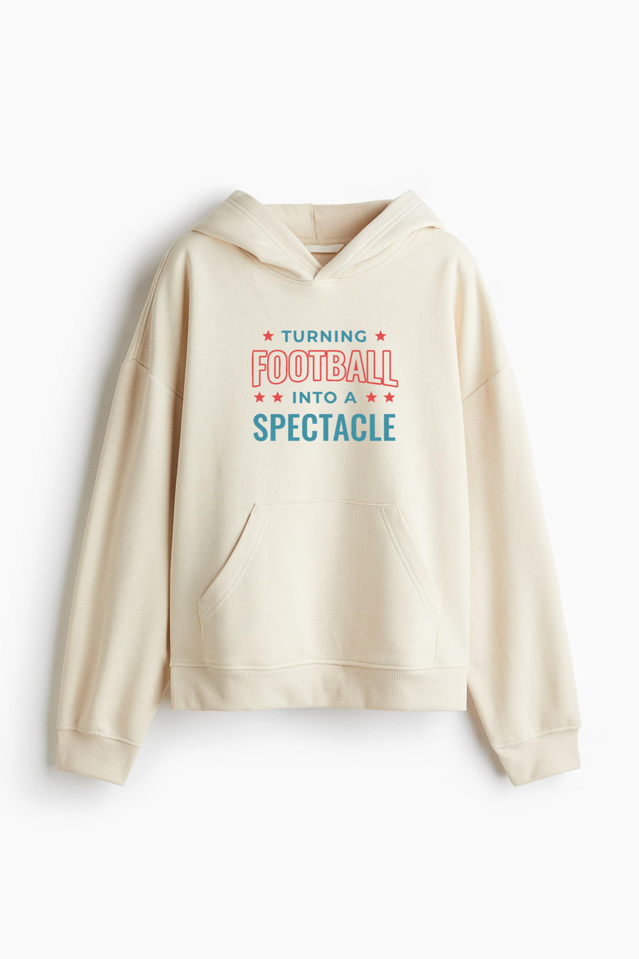 Turning Football Into A Spectacle Design () Oversized Fit Printed Hoodie