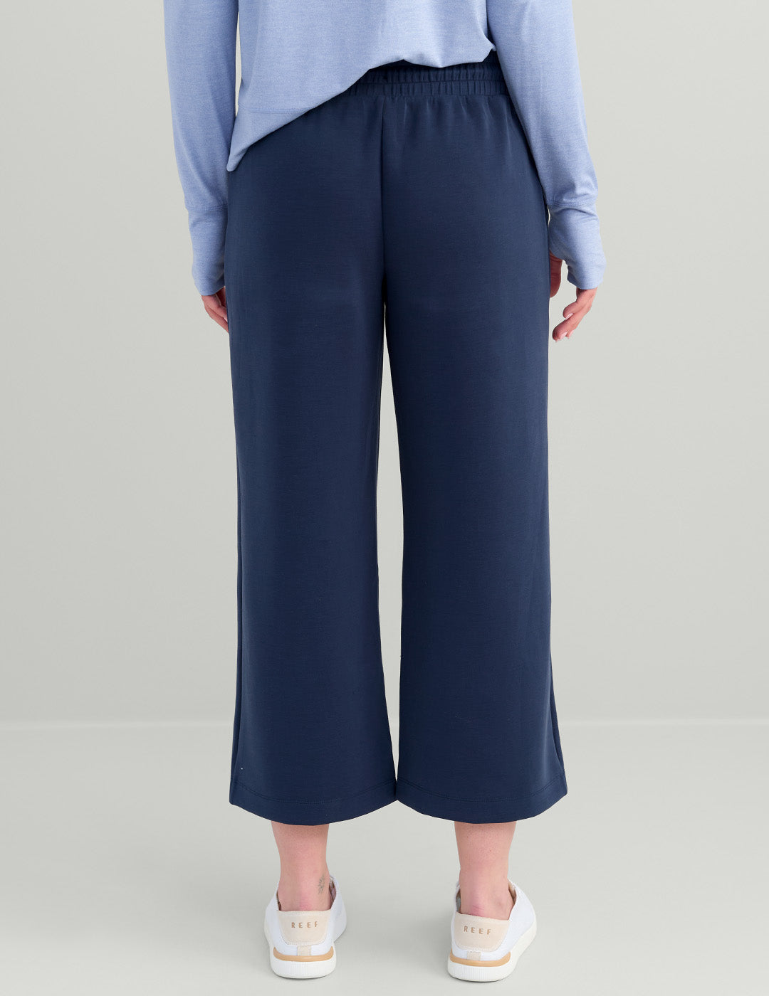 Cozy Navy Wide Leg Crop Pants for Women